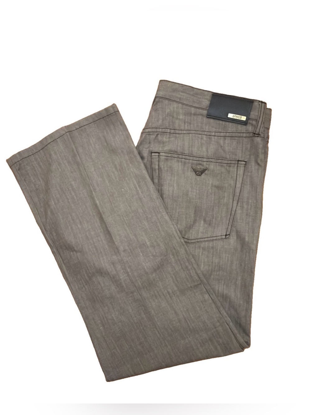Armani Collezioni Gray Denim Jeans Mens Size 36x32 Made In Italy Straight Leg